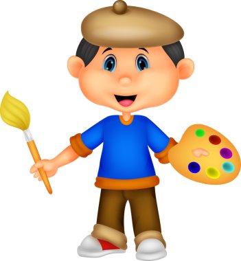 Küçük çocuk resim yapıyor.