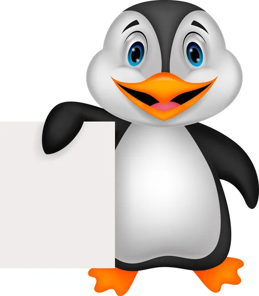 Penguin with blank sign — Stock Vector