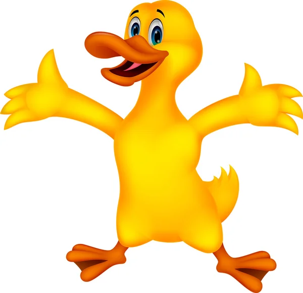 Cute duck cartoon waving — Stock Vector