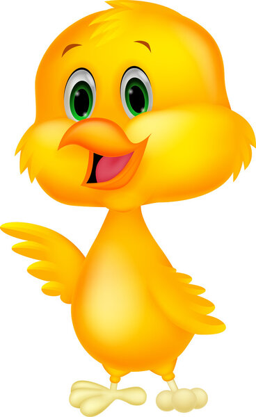 Cute chicken cartoon waving