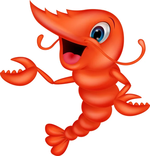 Cute shrimp cartoon presenting — Stock Vector