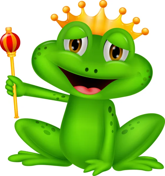 Happy frog king cartoon — Stock Vector