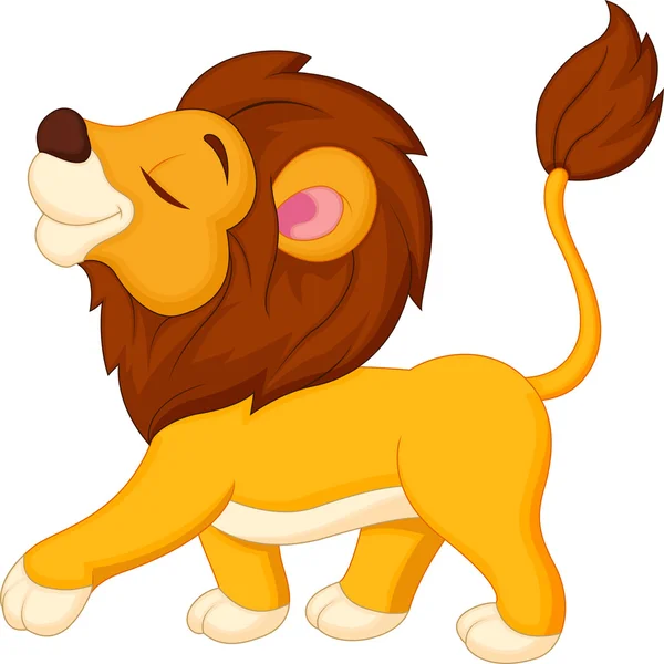 Mignon lion dessin animé marche — Image vectorielle