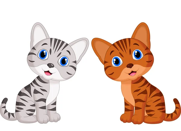 Bonito dois desenhos animados bebê gato — Vetor de Stock