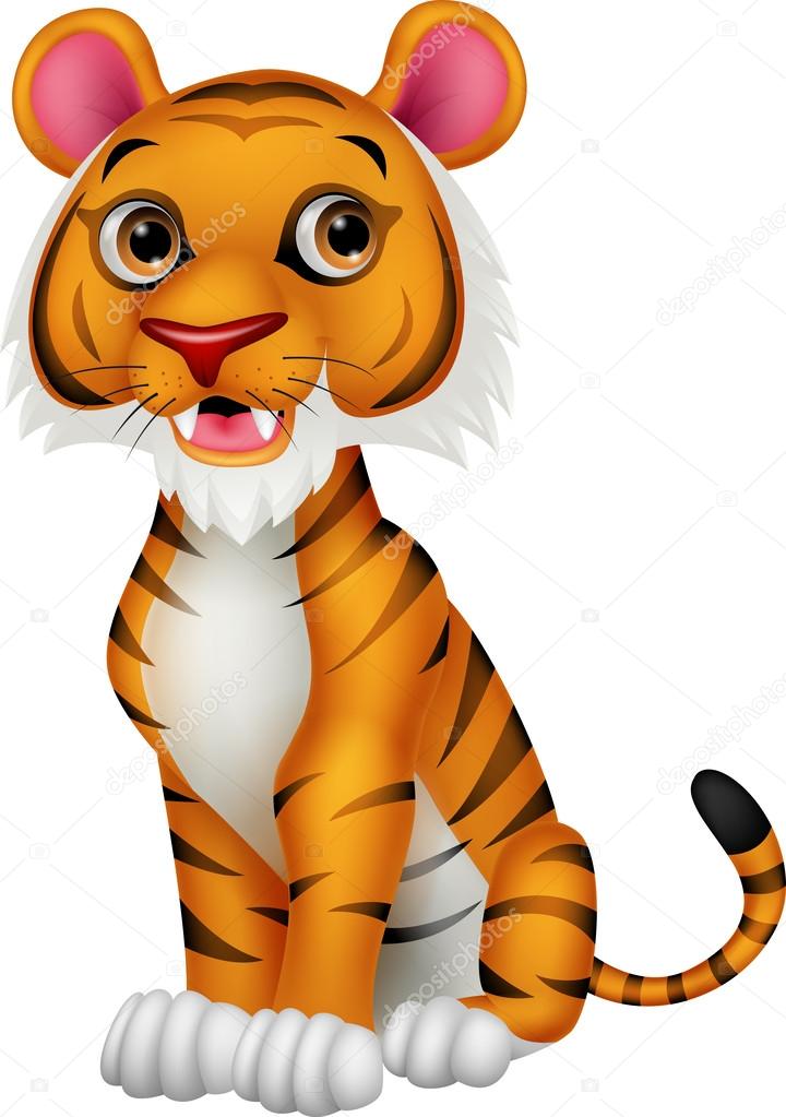 Cute tiger cartoon sitting