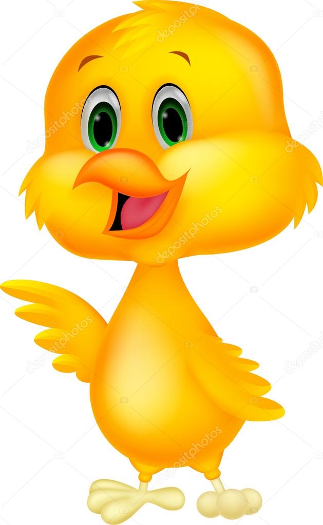 Cute chicken cartoon waving