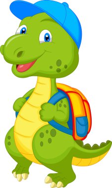 sırt çantası ile komik dinozor
