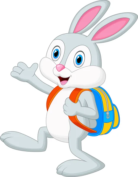 Rabbit cartoon with backpack — Stock Vector