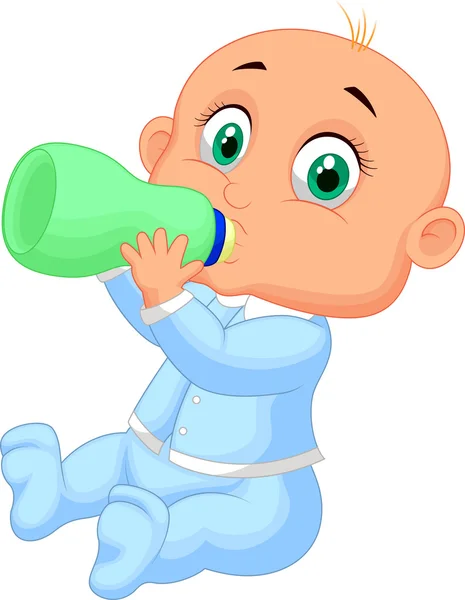 Bebé niño beber leche — Vector de stock