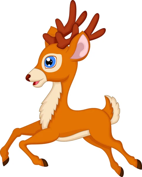 Lindo ciervo de dibujos animados corriendo — Vector de stock