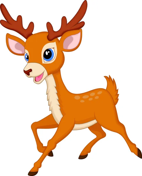 Cute deer cartoon with red hat — Stock Vector