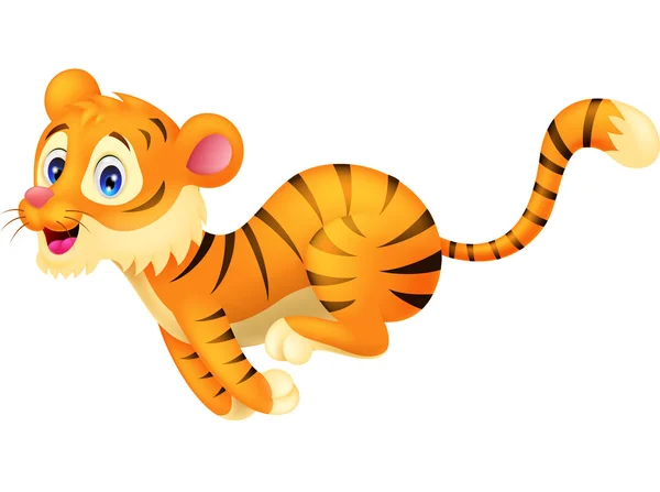 Cute tiger cartoon running — Stock Vector