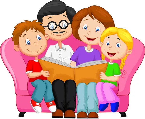 Dibujos animados familia feliz — Vector de stock