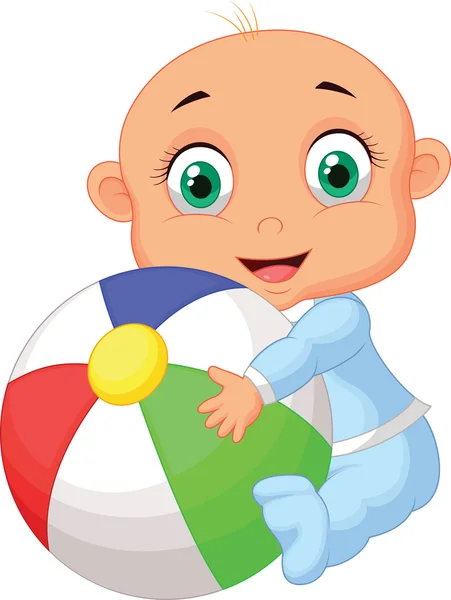 Baby boy holding colorful ball — Stock Vector