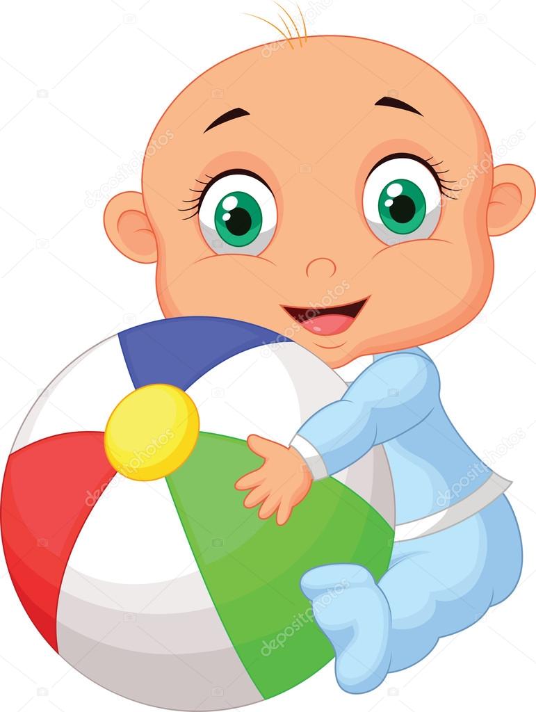 Baby boy holding colorful ball