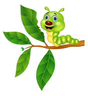 yaprak yiyen caterpillar karikatür