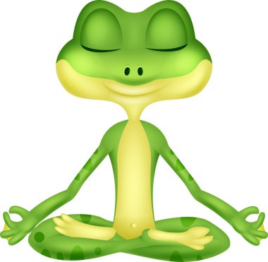 Yoga yaparken kurbağa karikatür
