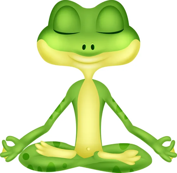 Kikker cartoon doen yoga — Stockvector