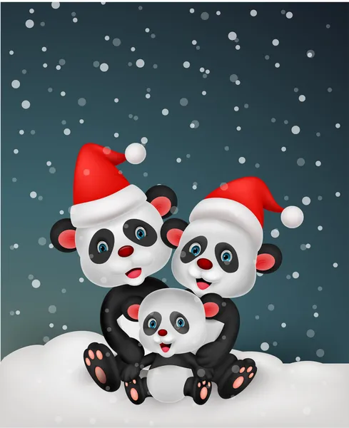 Sevimli panda bear aile — Stok Vektör