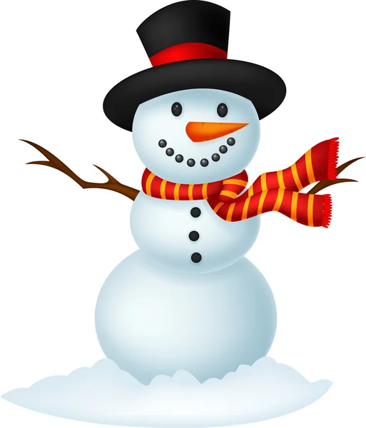 Boneco de neve de Natal usando um chapéu e cachecol vermelho —  Vetores de Stock