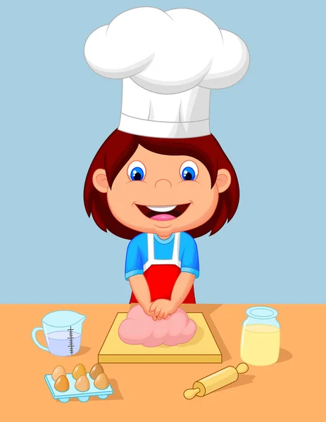 Little girl baking — Stock Vector