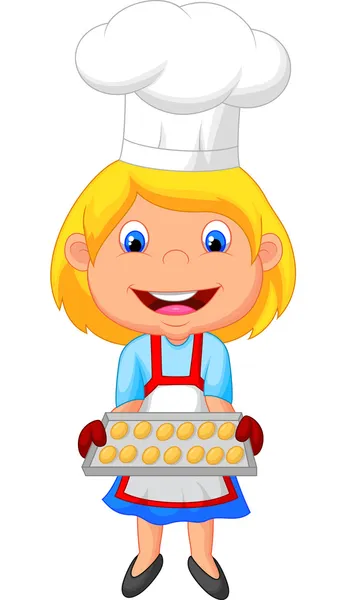 クッキーを作る小さな女の子 — ストックベクタ
