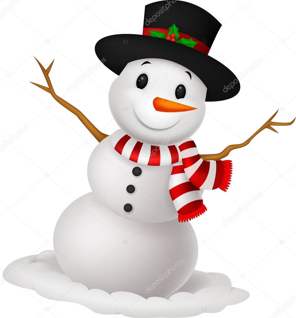 Christmas Snowman wearing a Hat and red scarf