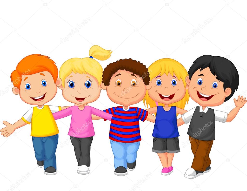 Niño feliz caminando juntos Vector de stock #42375017 de ©tigatelu, image size:1024x793