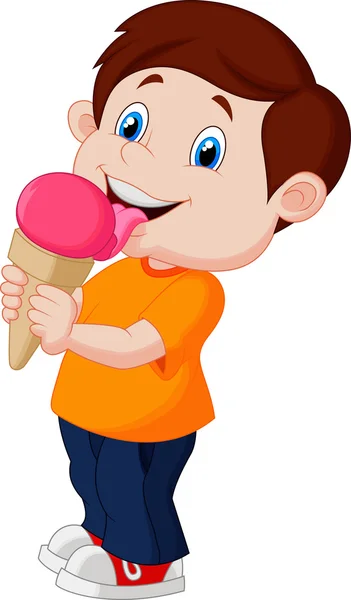 男孩舔冰淇淋 — 图库矢量图片