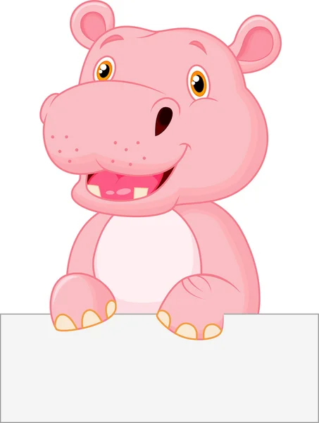 Pembe hippo gülümseyen — Stok Vektör