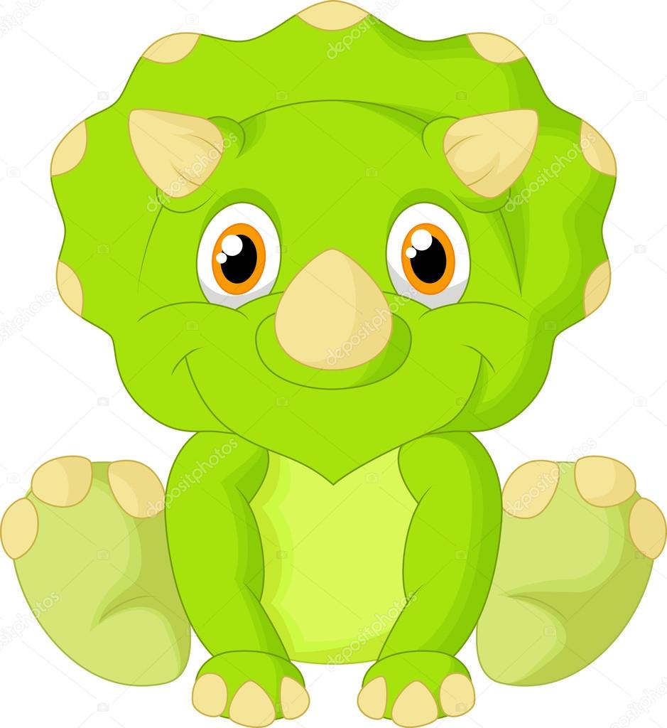 Cute little triceratops dinosaur cartoon jumping Vector Image