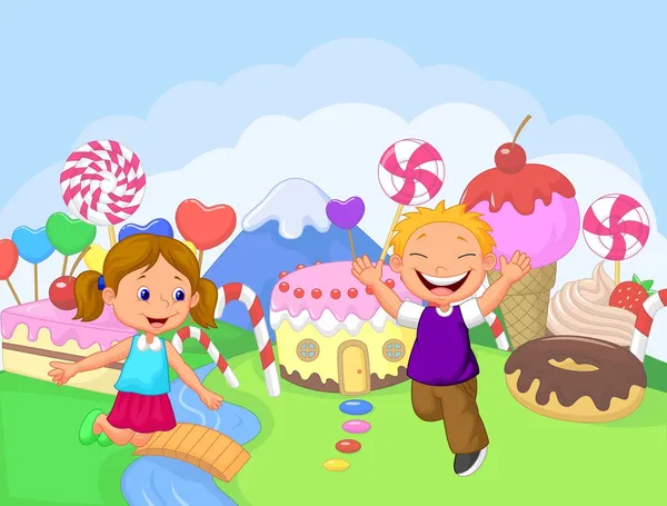 Dzieci w krainie fantazji słodki — Wektor stockowy