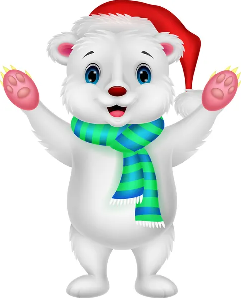 Ours polaire avec chapeau rouge — Image vectorielle
