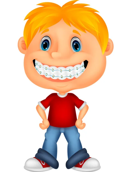 Little boy with brackets — Stock Vector