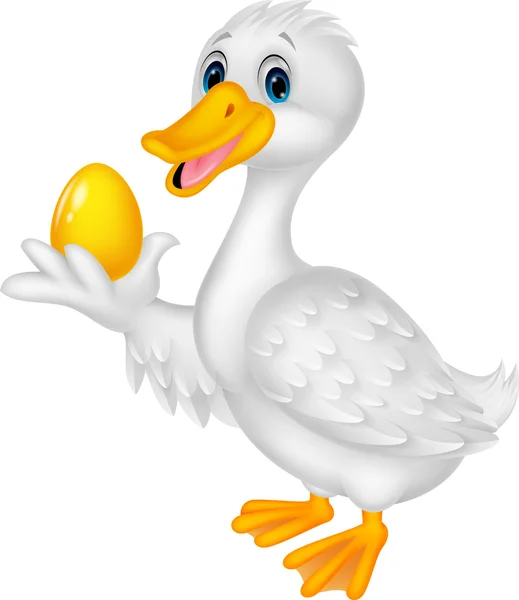 Sevimli ördek holding altın yumurta — Stok Vektör
