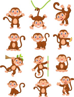 Monkey cartoon set