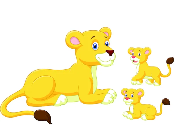 Lionne et oursons — Image vectorielle