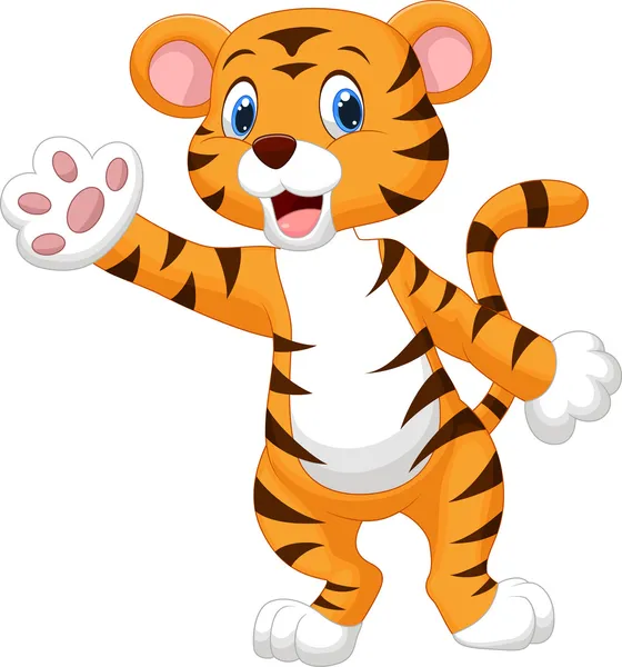 Tigre agitando la mano — Vector de stock