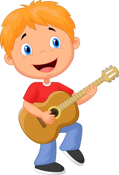 Niño tocando guitarra — Vector de stock