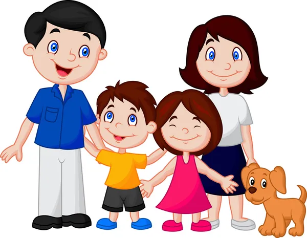 Dibujos animados familia feliz — Vector de stock