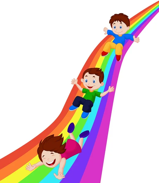 Děti na rainbow — Stockový vektor