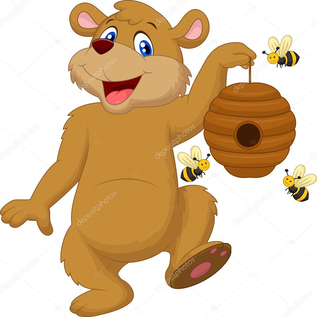 Bear holding beehive
