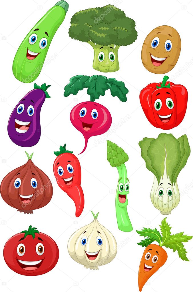 Dibujos animados de verduras imágenes de stock de arte vectorial |  Depositphotos