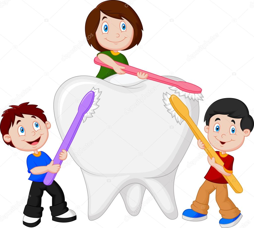 Kids brushing tooth