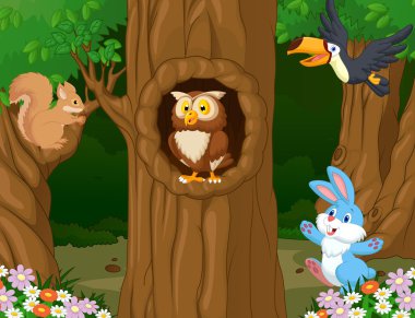 Animals in forest clipart