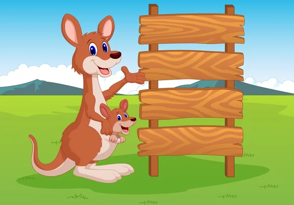Kangoeroe en teken — Stockvector