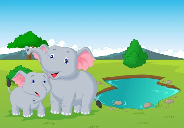 Famille des éléphants — Image vectorielle