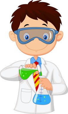 çocuk kimya deney yapıyor