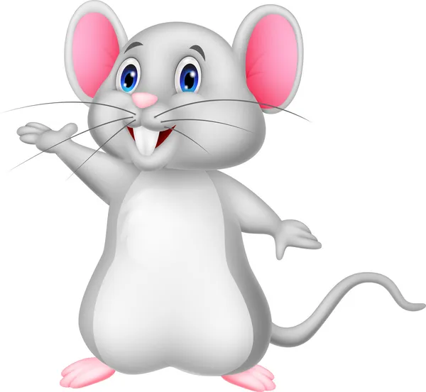 Lindo ratón de dibujos animados ondeando — Vector de stock