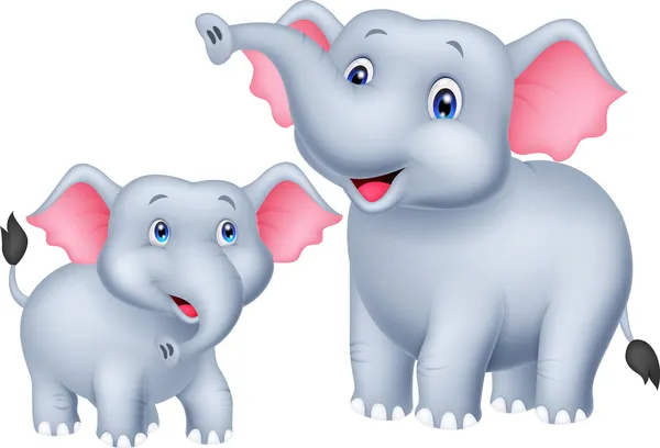 Mamma och baby elefanter — Stock vektor